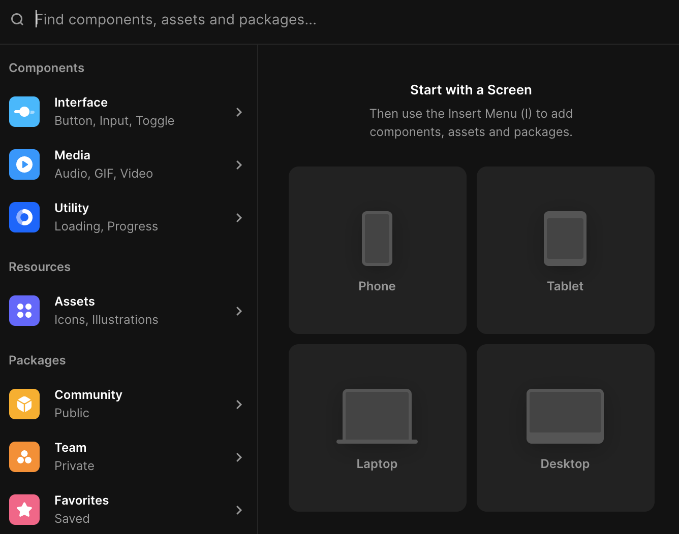 Framer Insert Menu